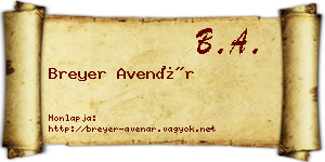 Breyer Avenár névjegykártya